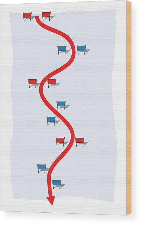 White Background Wood Print featuring the digital art Giant Slalom Course by Dorling Kindersley