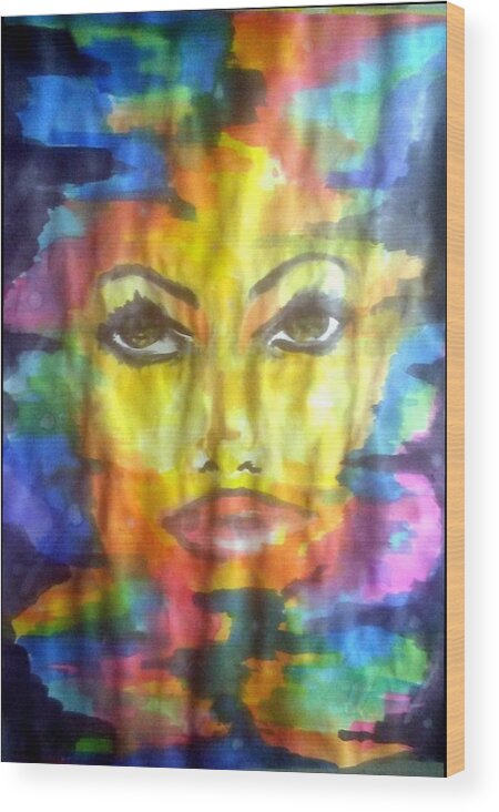 Prison Art Wood Print featuring the drawing Gloria by Kiki Sparkles