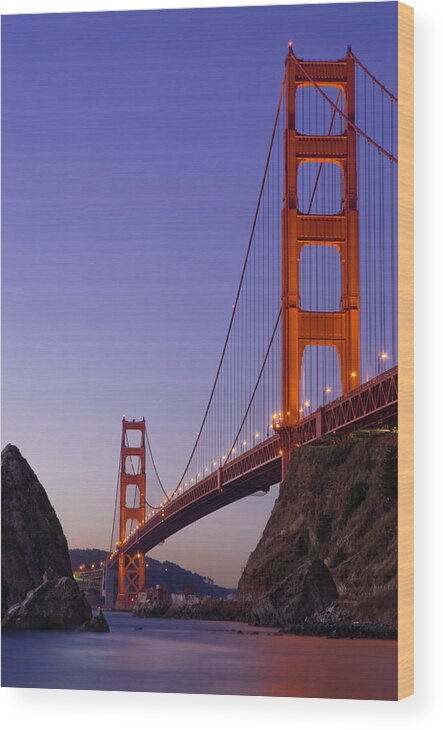 Scenics Wood Print featuring the photograph Golden Gate Bridge From Fort Baker, Dawn by Deanbirinyi