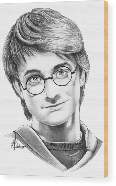 Drawing Wood Print featuring the drawing Harry Potter by Murphy Elliott