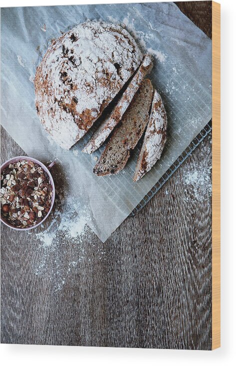 Copenhagen Wood Print featuring the photograph Homemade Bread With Muesli by Line Klein