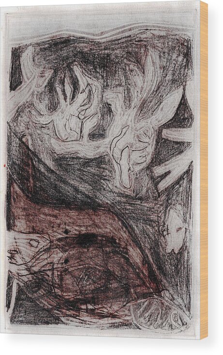 Whale Wood Print featuring the drawing How the Whale Got His Throat 44-4 by Edgeworth Johnstone