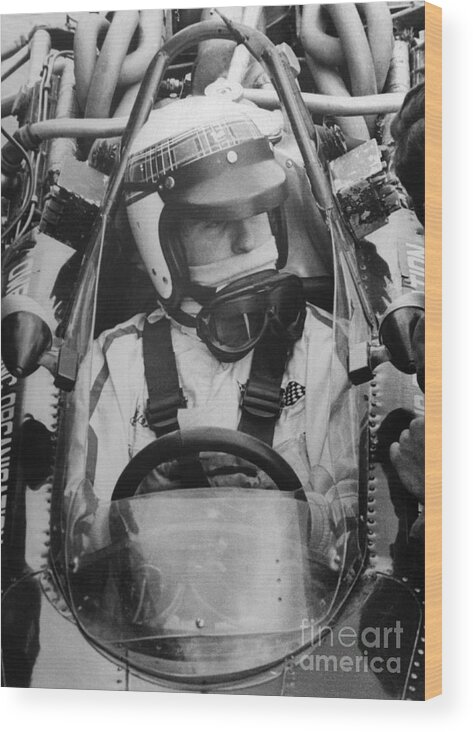 Watkins Glen Wood Print featuring the photograph Jackie Stewart Sitting In Race Car by Bettmann