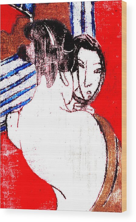 Woman Wood Print featuring the digital art Japanese Print Bold Version 14 by Edgeworth Johnstone