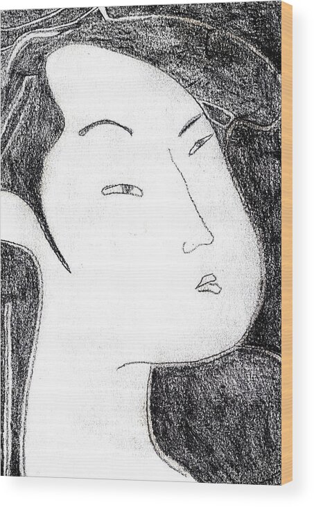 Japanese Wood Print featuring the drawing Japanese Print Pencil Drawing 14 by Edgeworth Johnstone