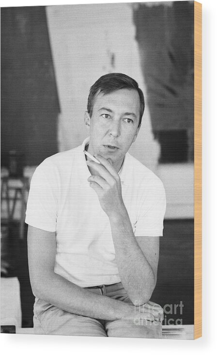 Vertical Wood Print featuring the photograph Jasper Johns by The Estate Of David Gahr