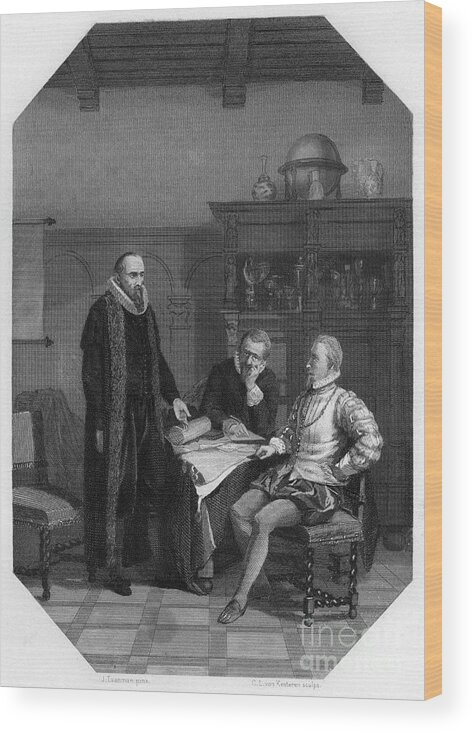 Engraving Wood Print featuring the drawing Johan Van Oldenbarnevelt Meeting Earl by Print Collector