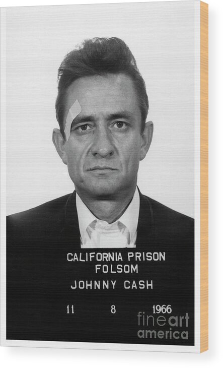 Johnny Cash Wood Print featuring the photograph Johnny Cash Mugshot by Jon Neidert