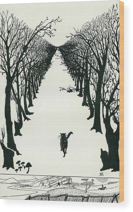 Book Illustration Wood Print featuring the drawing The Cat That Walked by Himself by Rudyard Kipling