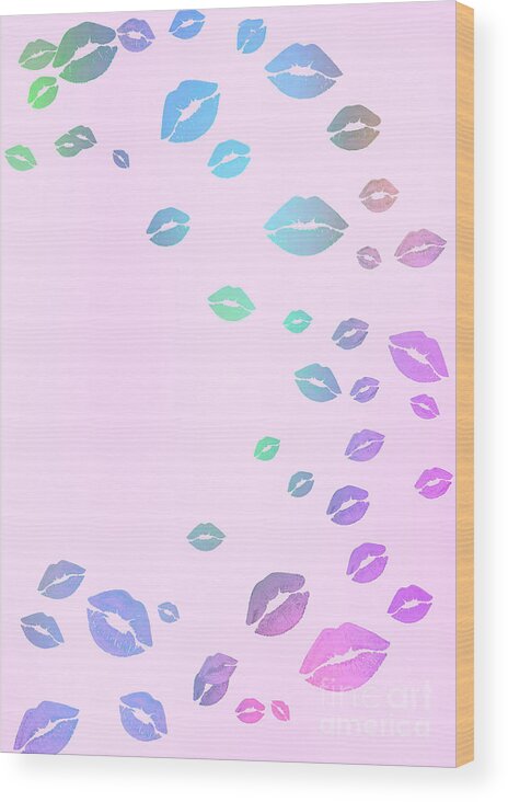 Lips Wood Print featuring the mixed media Kiss Noise by Rachel Hannah