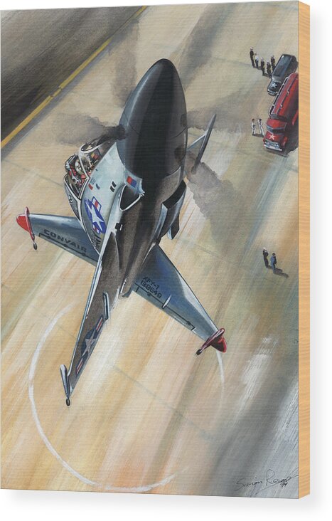 Convair Wood Print featuring the painting Leap Of Faith by Simon Read