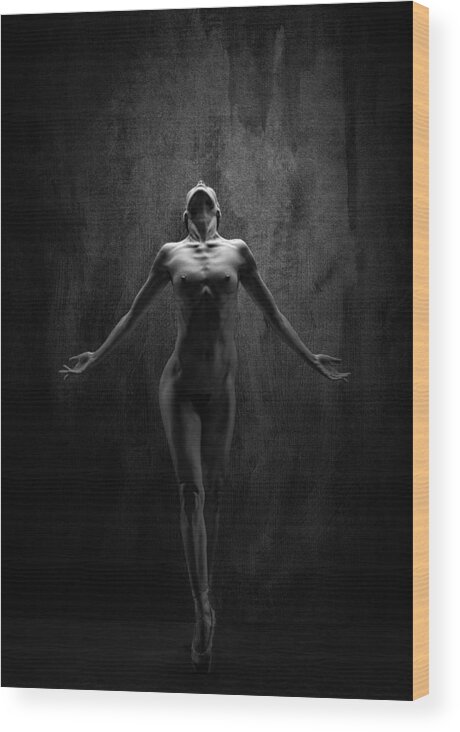 Fine Art Nude Wood Print featuring the photograph Light Shower II by Luc Stalmans