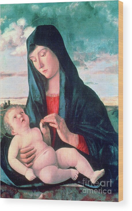 Child Wood Print featuring the drawing Madonna And Child In A Landscape by Print Collector