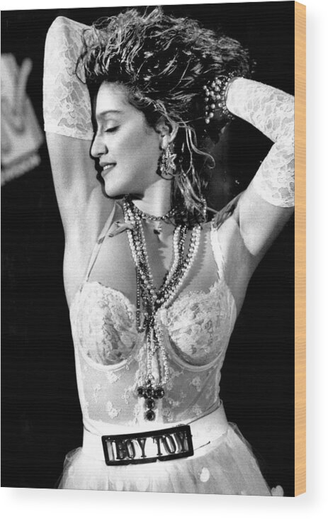Madonna - Singer Wood Print featuring the photograph Madonna During A Performance At Mtv by New York Daily News Archive