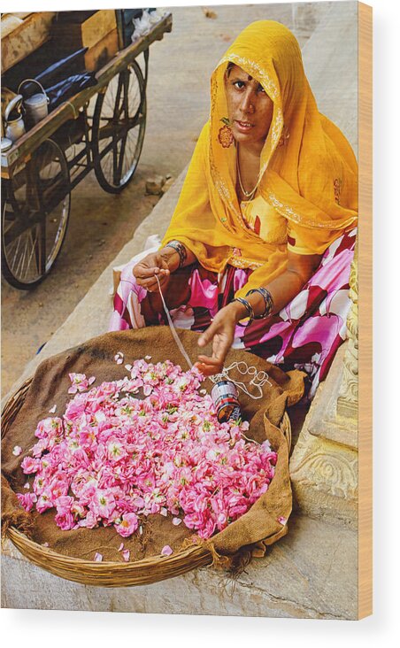#india Wood Print featuring the photograph Making Up The Flower Laces by Olivier Schram