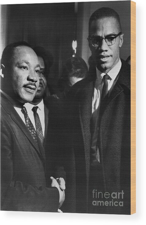 1965 Voting Rights Act Wood Print featuring the photograph Malcolm X Meets Dr. Martin Luther King by Bettmann