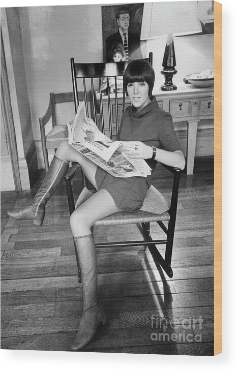 Mid Adult Women Wood Print featuring the photograph Mary Quant Wearing A Miniskirt by Bettmann
