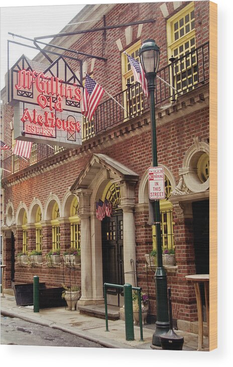 Buildings Wood Print featuring the mixed media Mcgillin's Old Ale House by Erin Clark