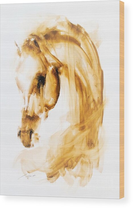 Horse Wood Print featuring the painting Mikel by Janette Lockett