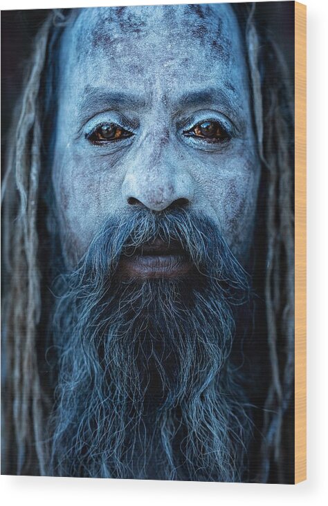 Sadhu
Sage 
Baba
India 
Aghori 
Travel
Man Wood Print featuring the photograph Monday Blues by Mohit Pawar
