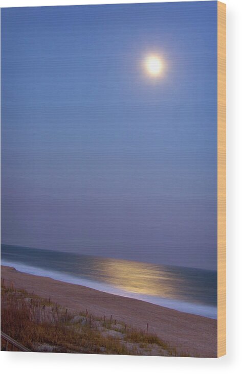Tranquility Wood Print featuring the photograph Moonlight On Ocean by Doris Rudd Designs, Photography