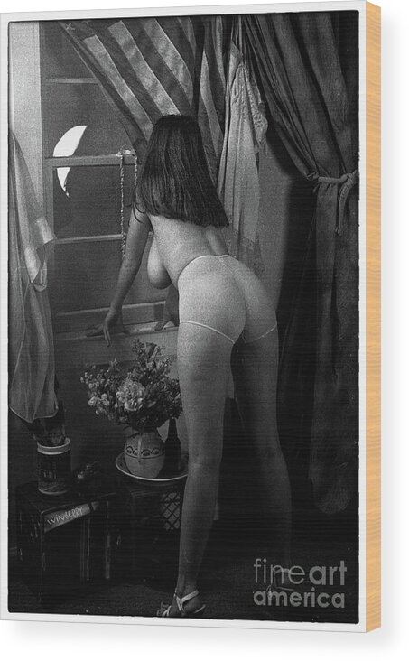 Semi-nude Wood Print featuring the photograph MoonOutWindow 2 by Bob Winberry