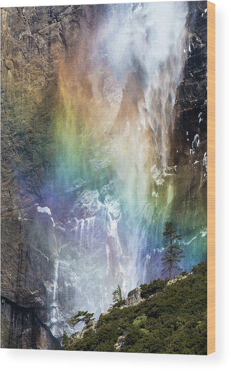 Yosemite Wood Print featuring the photograph Motley Falls by Naphat Chantaravisoot