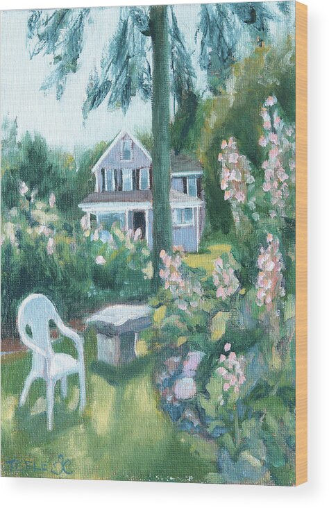 Alla Prima Wood Print featuring the painting My Sister's Garden by Trina Teele