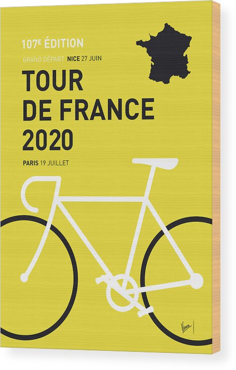 2020 Wood Print featuring the digital art My Tour De France Minimal Poster 2020 by Chungkong Art