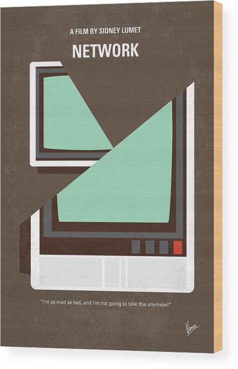 Network Wood Print featuring the digital art No1021 My Network minimal movie poster by Chungkong Art