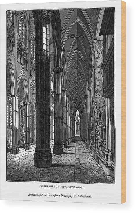 Engraving Wood Print featuring the drawing North Aisle Of Westminster Abbey, 1843 by Print Collector