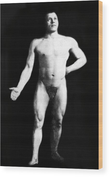 Body Wood Print featuring the painting Nude Bodybuilder by Unknown