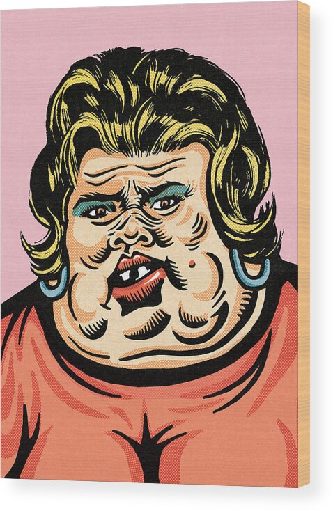 Accessories Wood Print featuring the drawing Obese woman by CSA Images