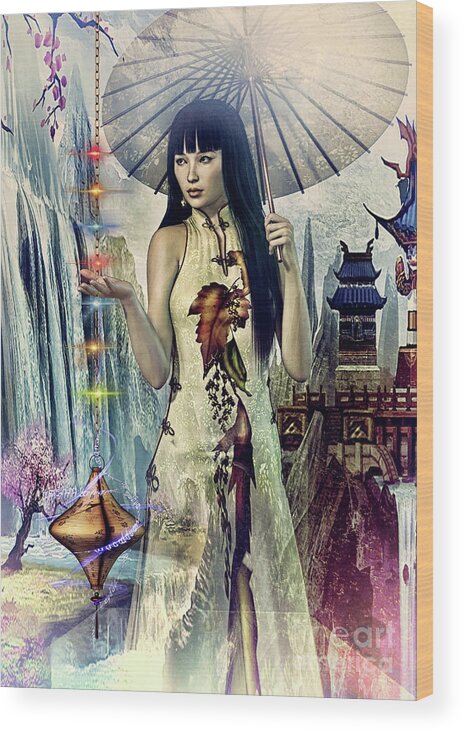 Oriental Wood Print featuring the digital art Oriental Dream  by Shadowlea Is