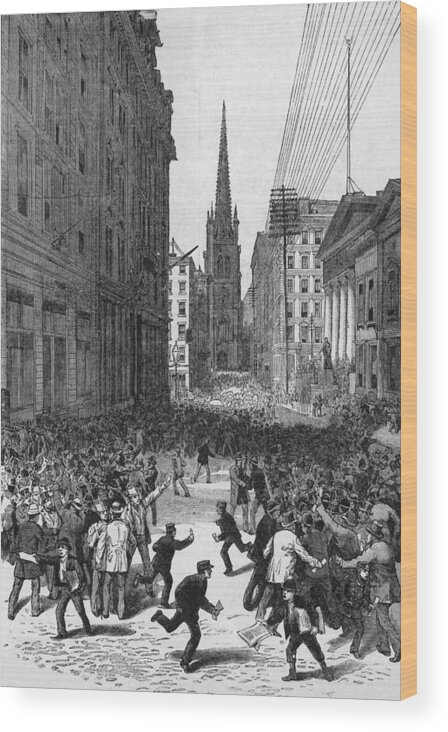 Crowd Wood Print featuring the photograph Panic On Wall Street by Archive Photos