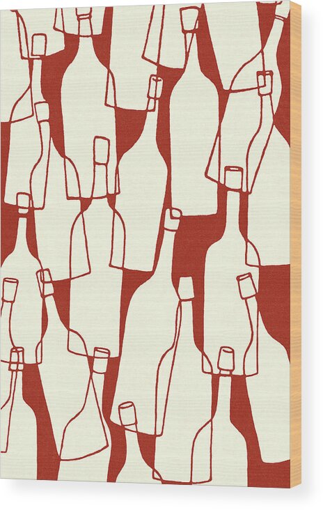 Abstract Wood Print featuring the drawing Pattern of Bottles by CSA Images