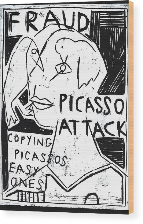 Picasso Wood Print featuring the relief Picasso Attack by Edgeworth Johnstone