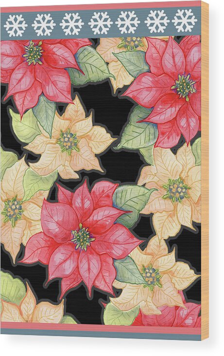 Holiday Wood Print featuring the mixed media Poinsettias by Valarie Wade