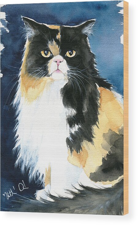 Cat Wood Print featuring the painting Pumpy Persian Princess by Dora Hathazi Mendes