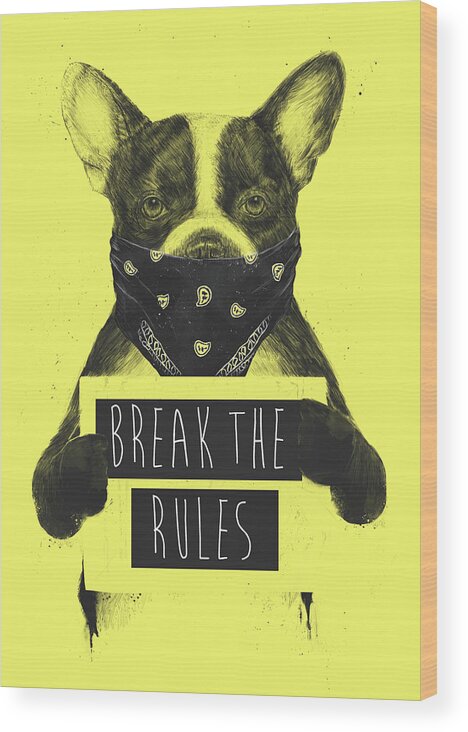 Dog Wood Print featuring the mixed media Rebel dog II by Balazs Solti