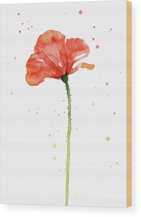 Poppy Wood Print featuring the painting Red Poppy Flower by Olga Shvartsur