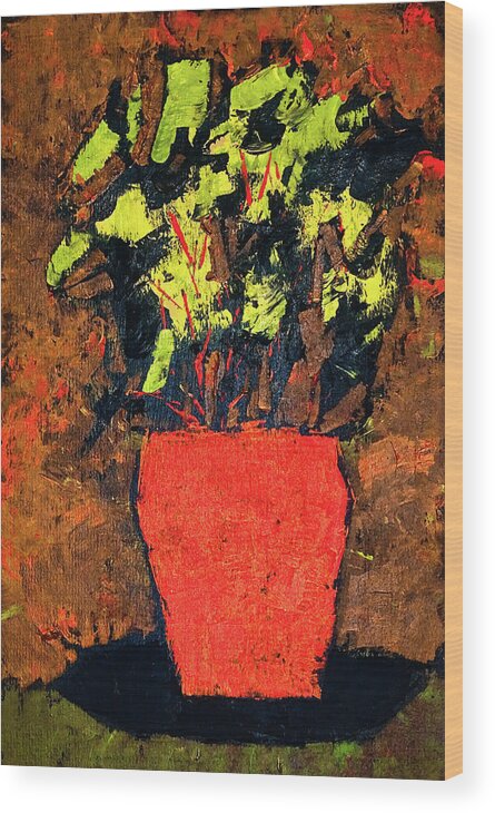 Red Vase Wood Print featuring the painting Red Vase by Marty Klar