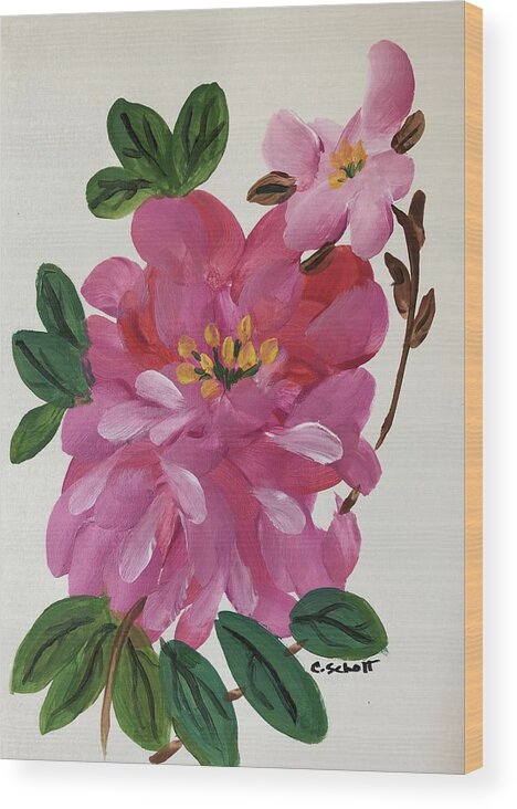 Rhododendron Wood Print featuring the painting Rhododendron by Christina Schott