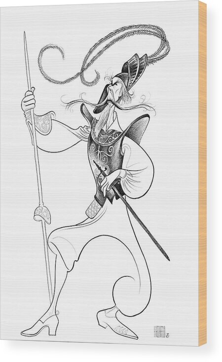 Musical Wood Print featuring the drawing Richard Kiley In Man Of La Mancha by Al Hirschfeld