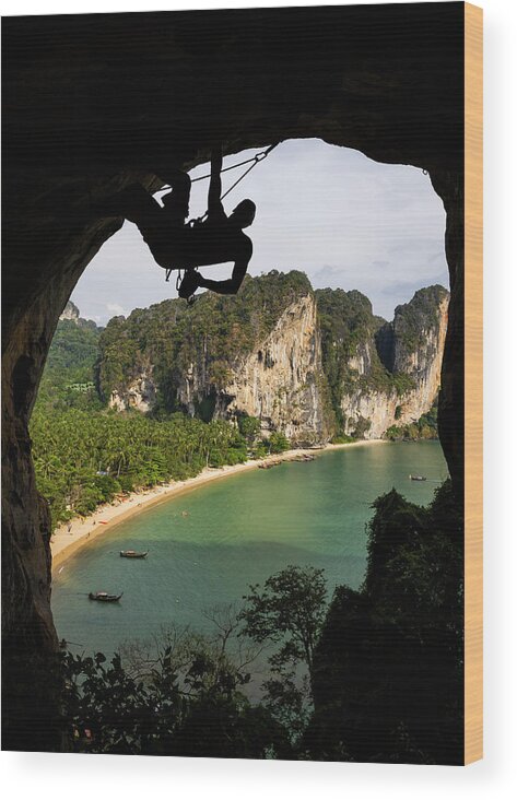 Scenics Wood Print featuring the photograph Rock Climbing In Thailand by Tegra Stone Nuess