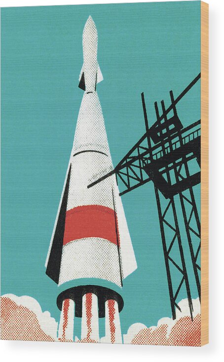 Adventure Wood Print featuring the drawing Rocket Launch by CSA Images