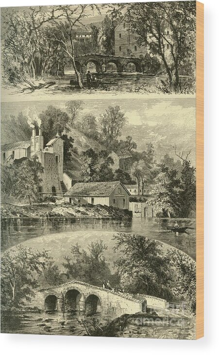 Engraving Wood Print featuring the drawing Rolling Mills And Bridges by Print Collector