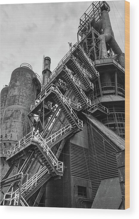 Steel Mill Wood Print featuring the photograph Rough Commute by Kristopher Schoenleber