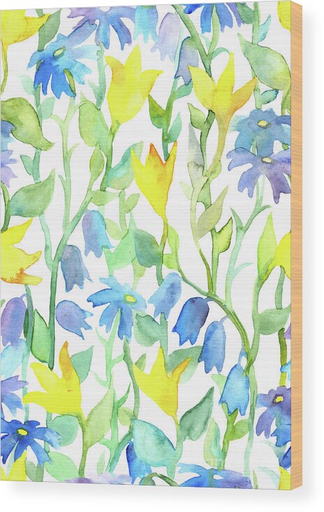 Watercolor Painting Wood Print featuring the digital art Seamless Pattern - Naive Hand Painted by Zzorik