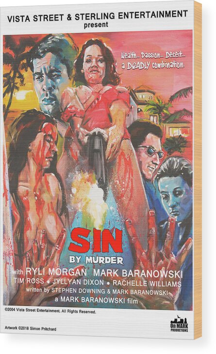 Movie Wood Print featuring the painting Sin by Murder poster C by Mark Baranowski